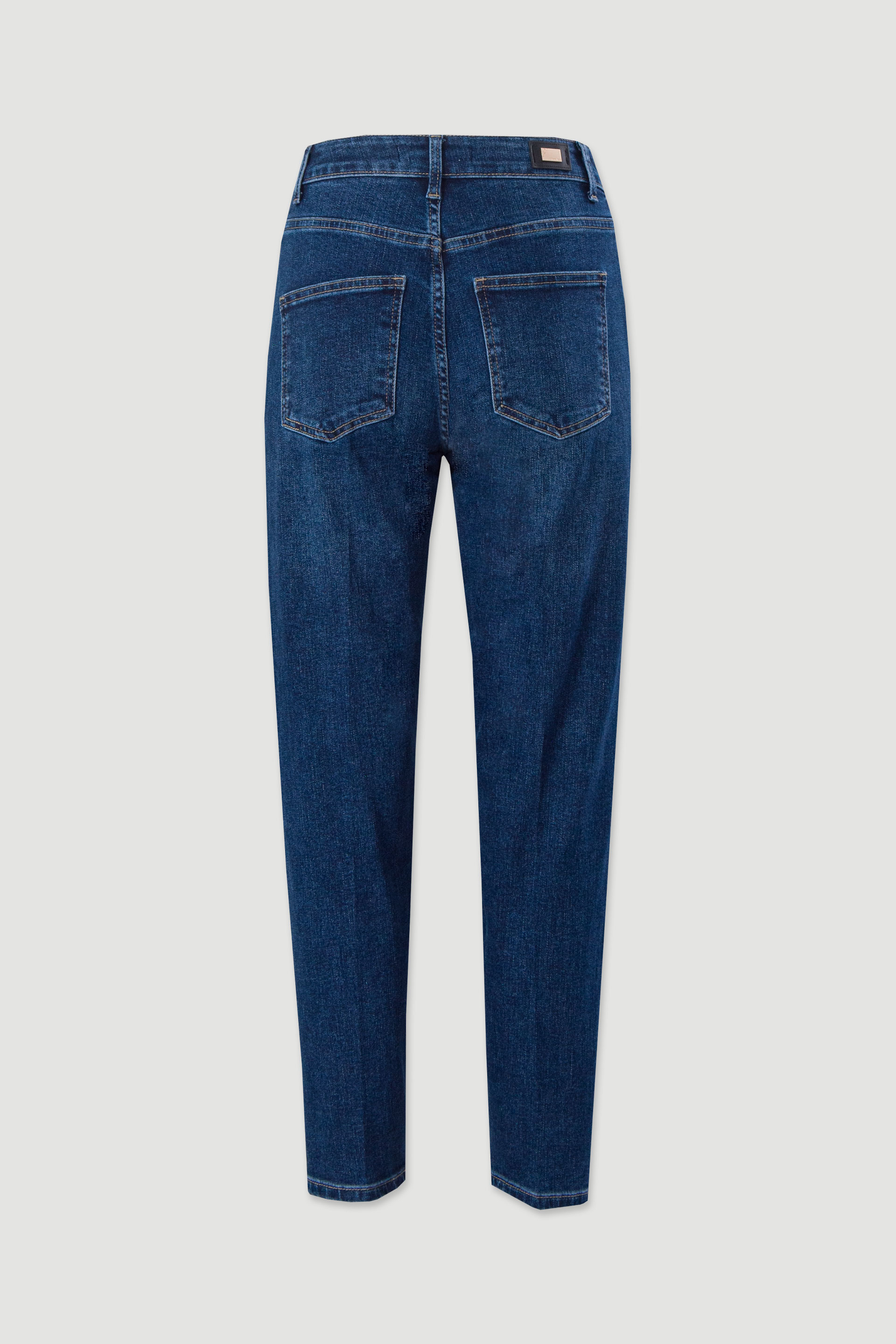 Mom fit jeans de cintura subida com algodão