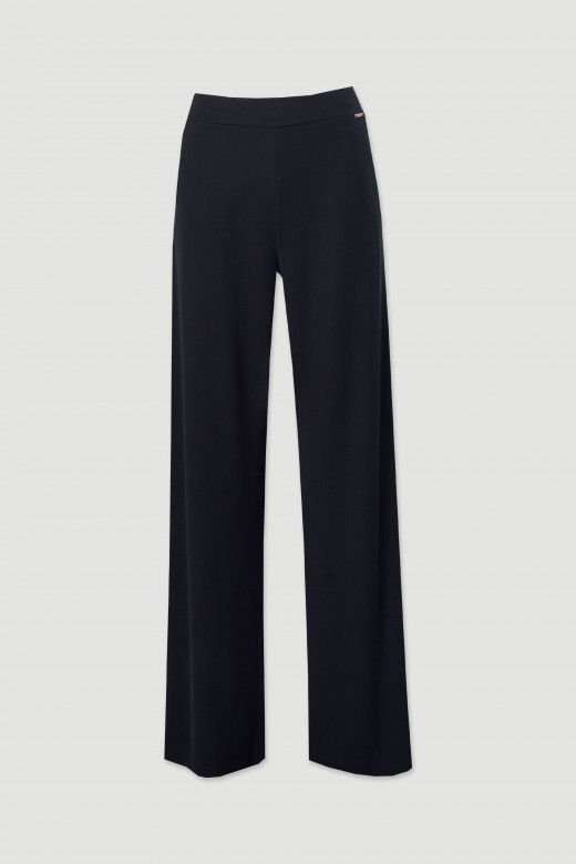 Wide-leg knit trousers
