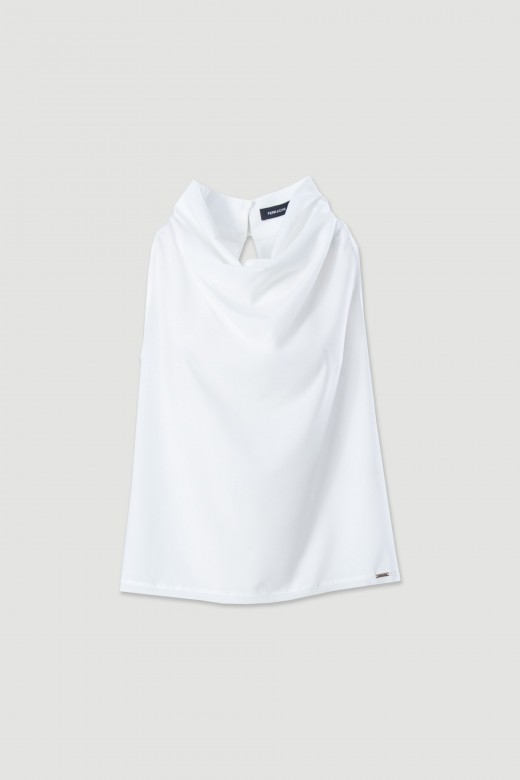 Top con cuello alto drapeado
