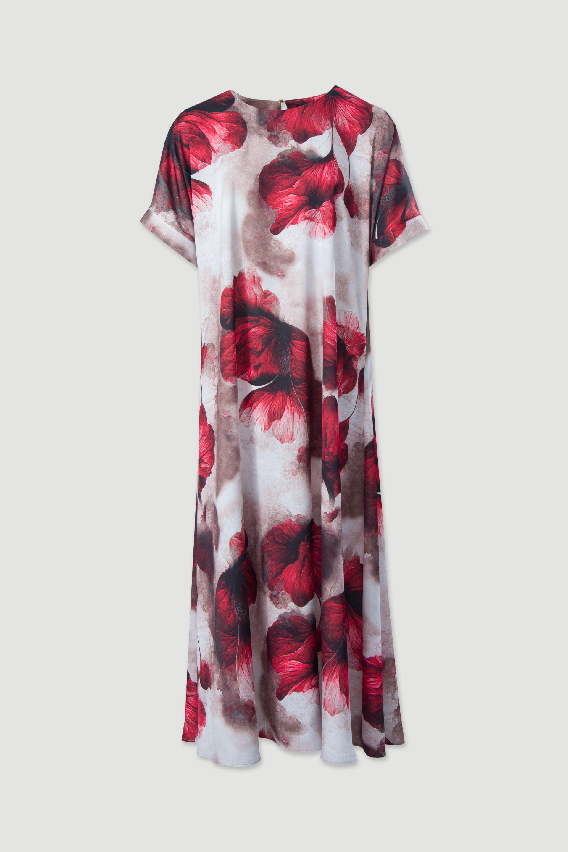 Vestido largo fluido estampado con detalle en la espalda