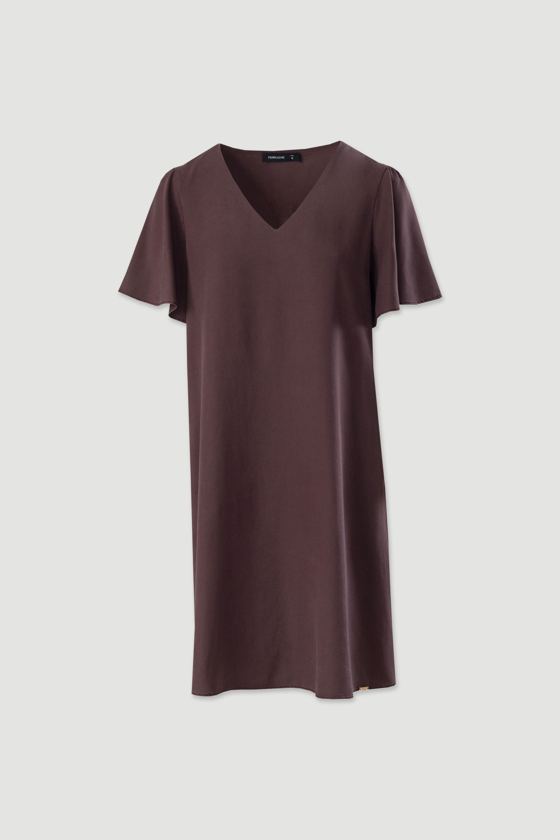 Vestido corto fluido con mangas de volante