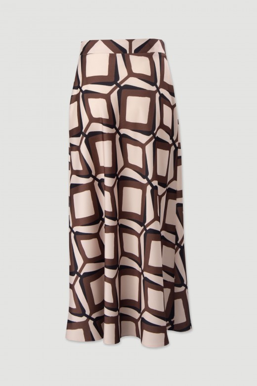 Printed long satin skirt Printed long satin skirt