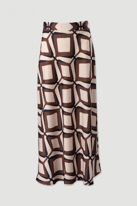 Printed long satin skirt Printed long satin skirt