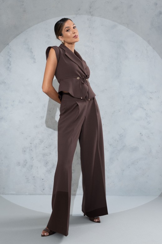 Pantaln clsico wide leg de tiro alto
