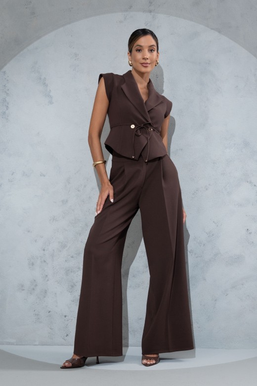 Pantaln clsico wide leg de tiro alto