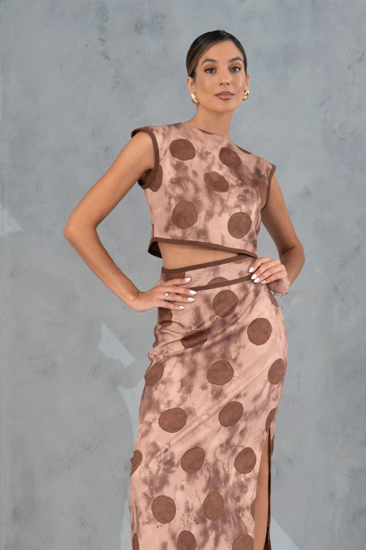 Printed cropped top with round neckline