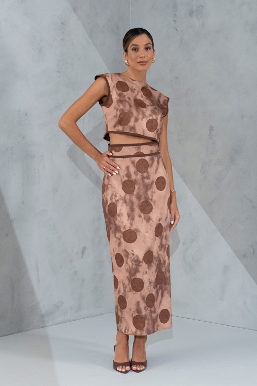 Printed cropped top with round neckline