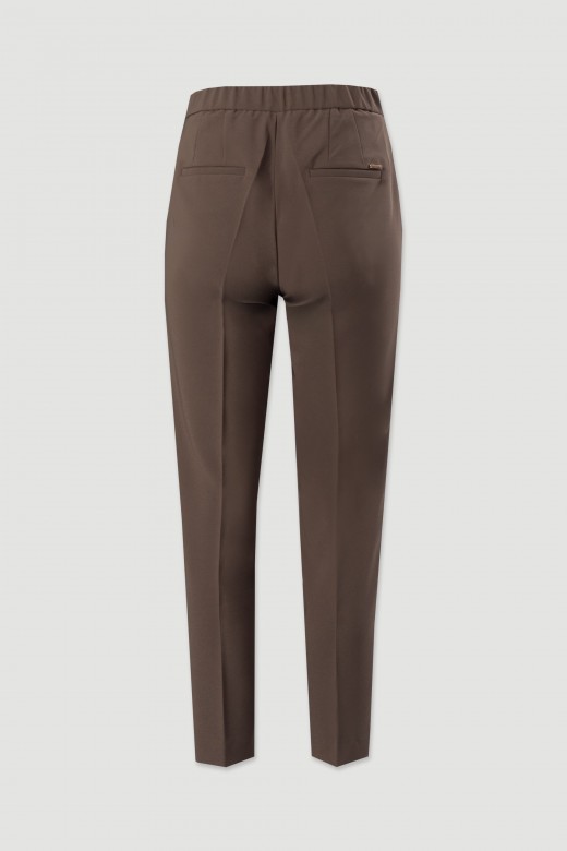 High-waisted classic trousers with elastic detail