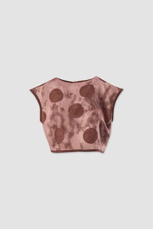 Printed cropped top with round neckline
