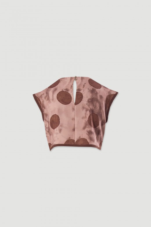 Printed cropped top with round neckline