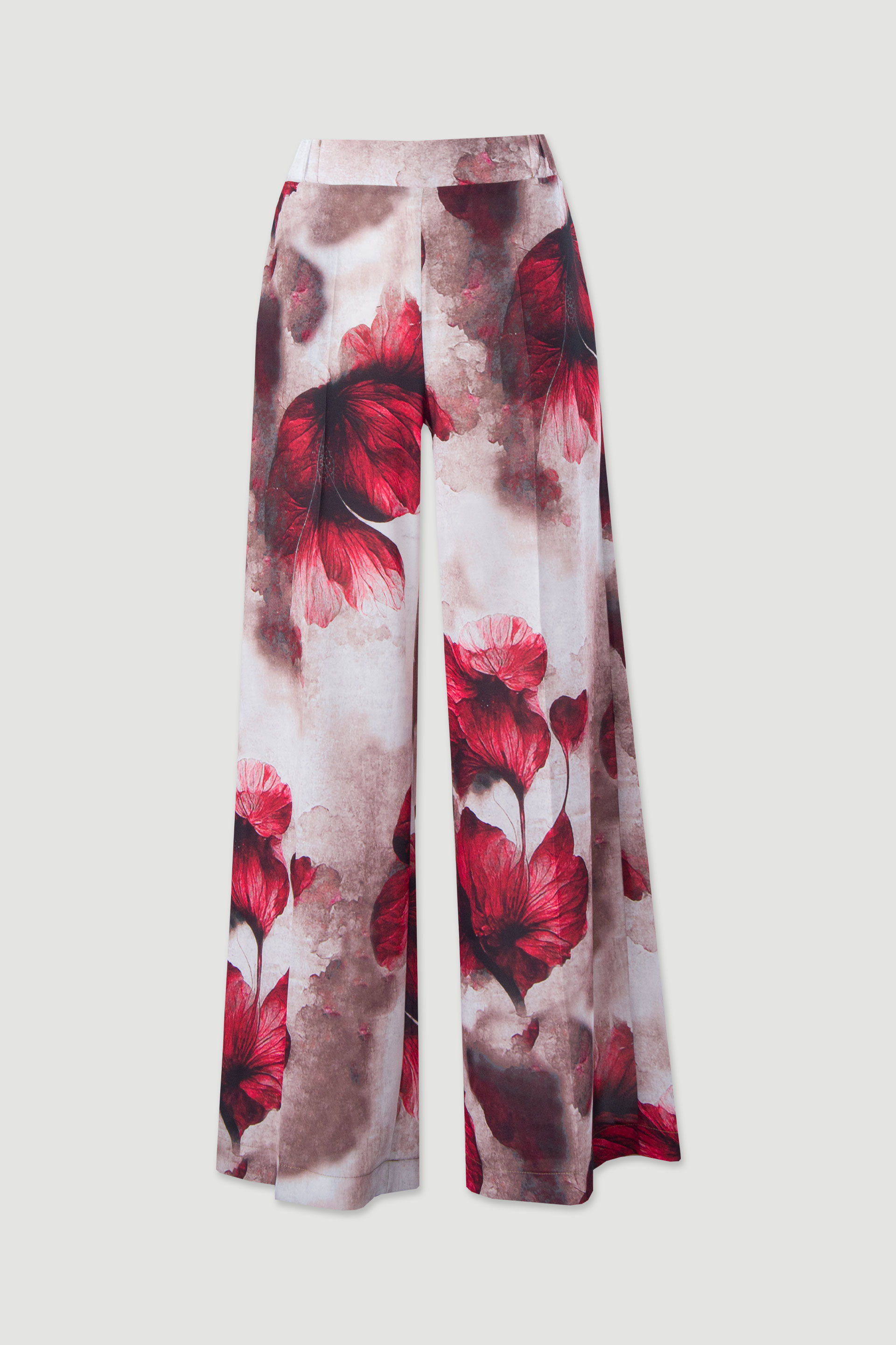Calça fluida wide leg estampada