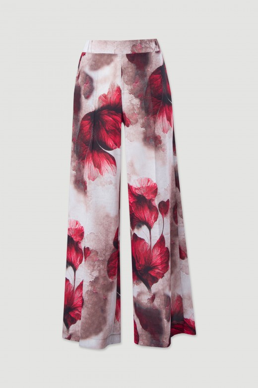 Pantaln fluido estampado de pierna ancha