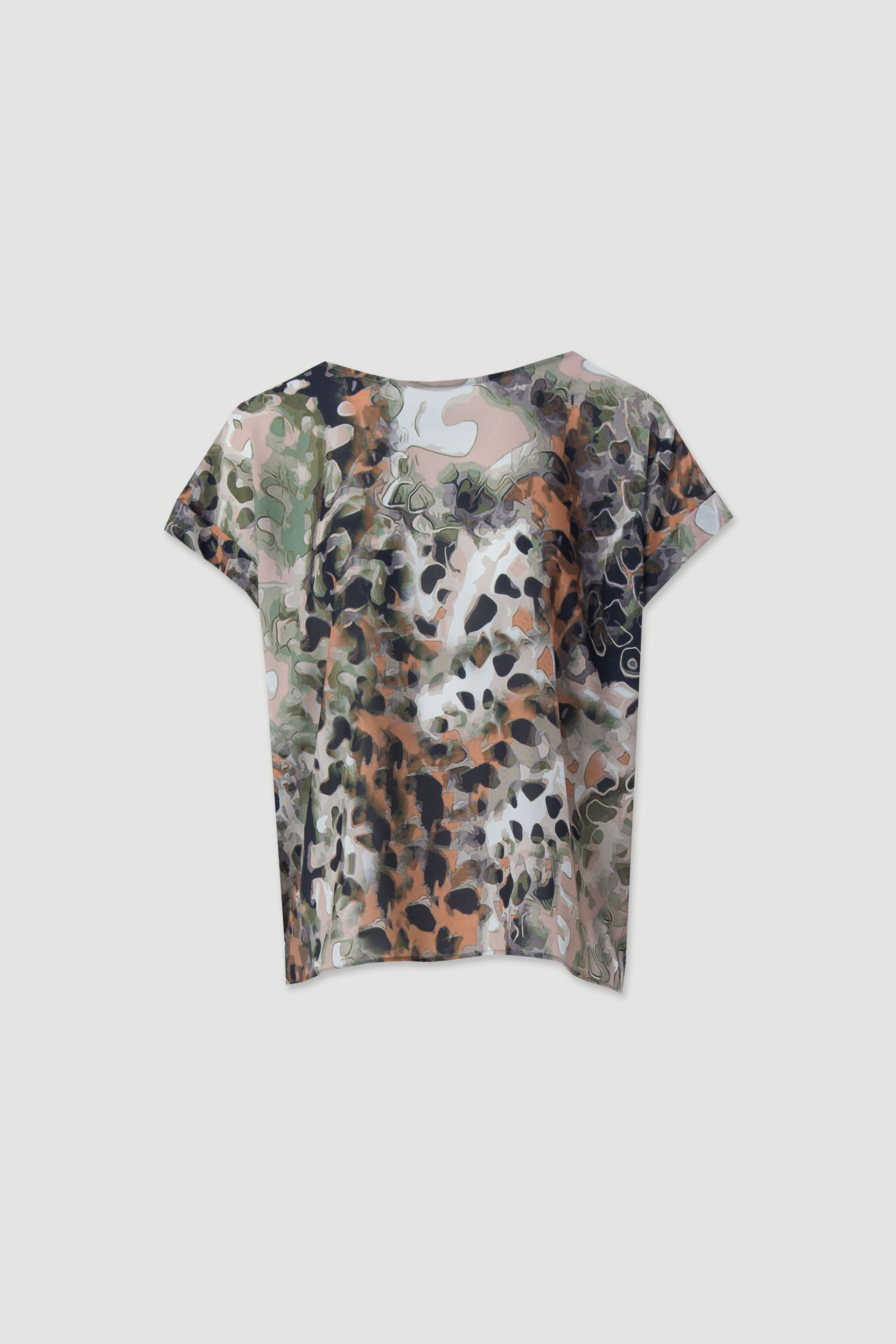Tunique imprimée en tissu fluide avec manches courtes