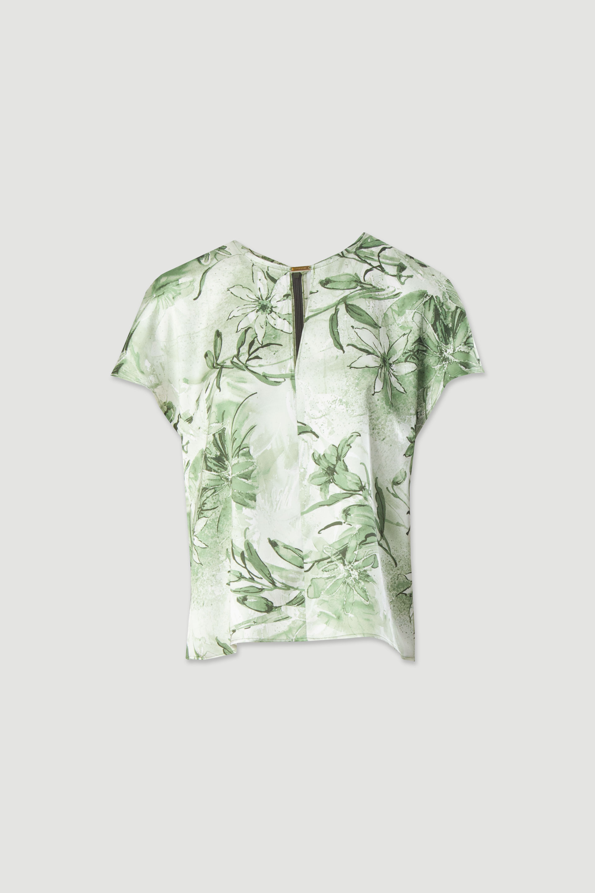 Tunique satinée imprimée avec détail métallique à l´encolure