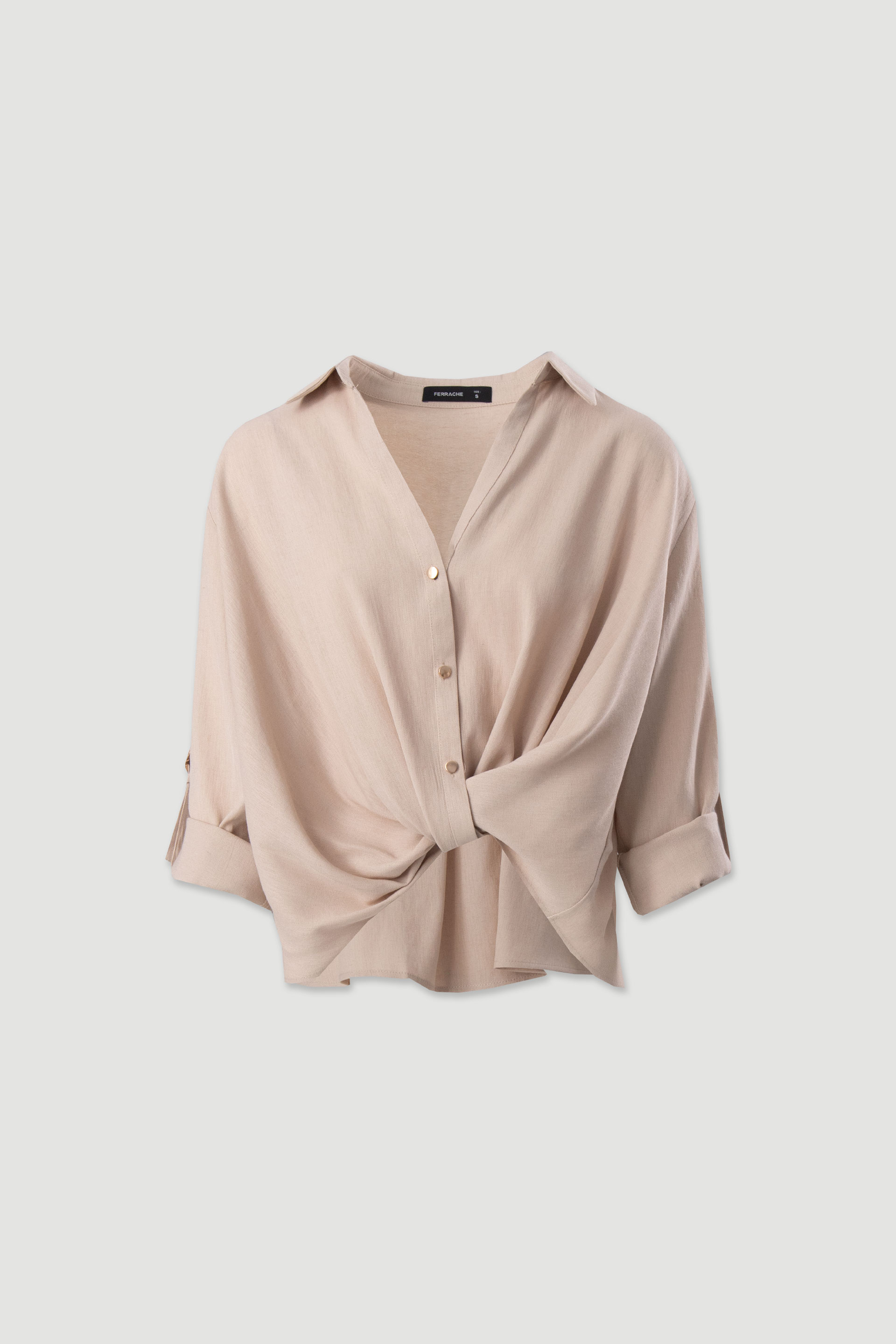 Blusa con nudo delantero y manga 3/4