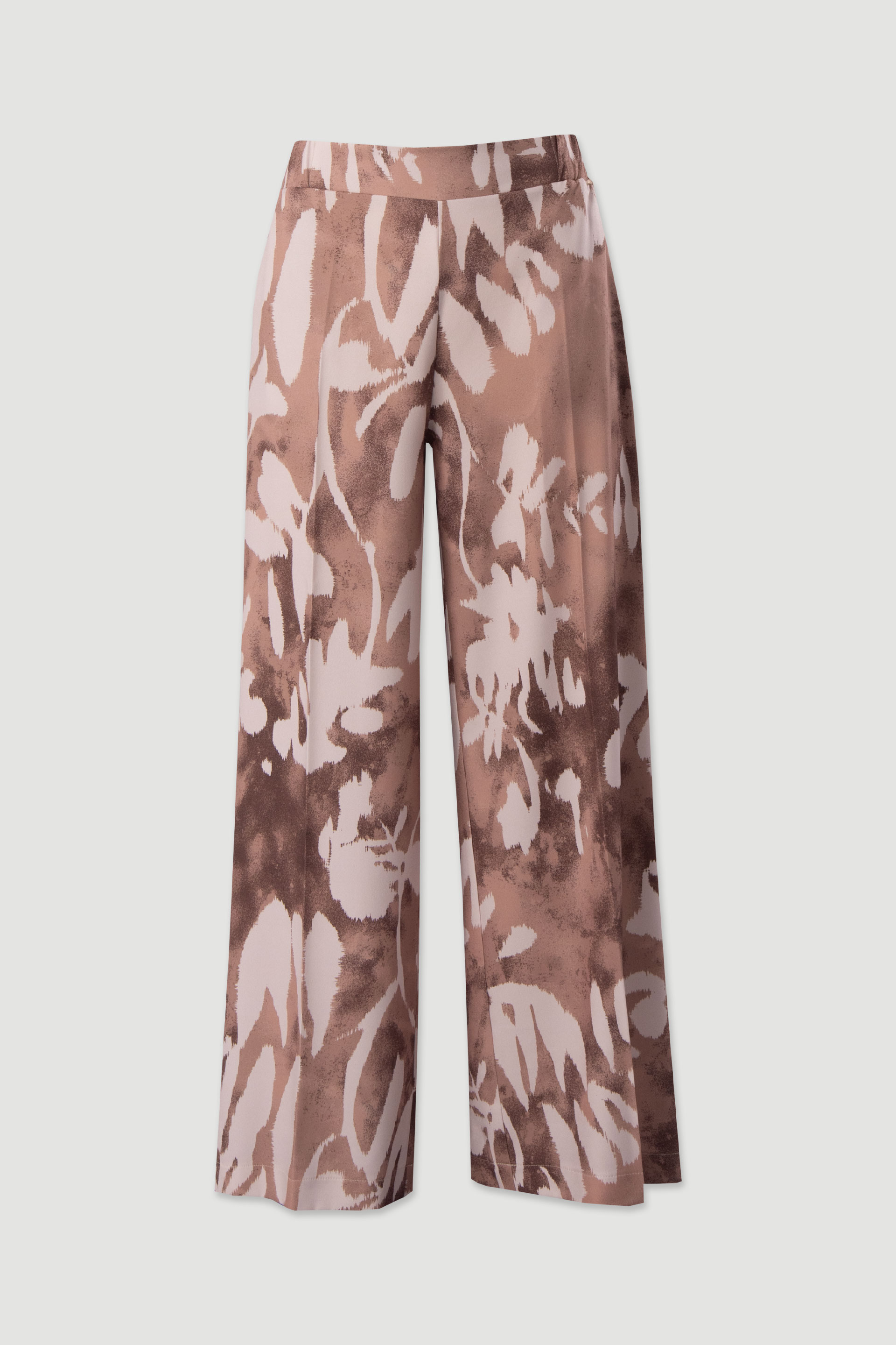 Calça wide leg estampada em tecido fluido