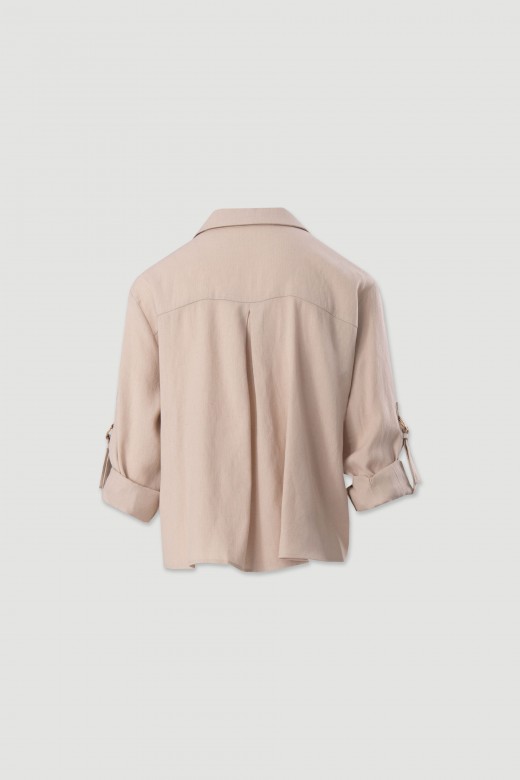 Blouse with front knot and 3/4 sleeves