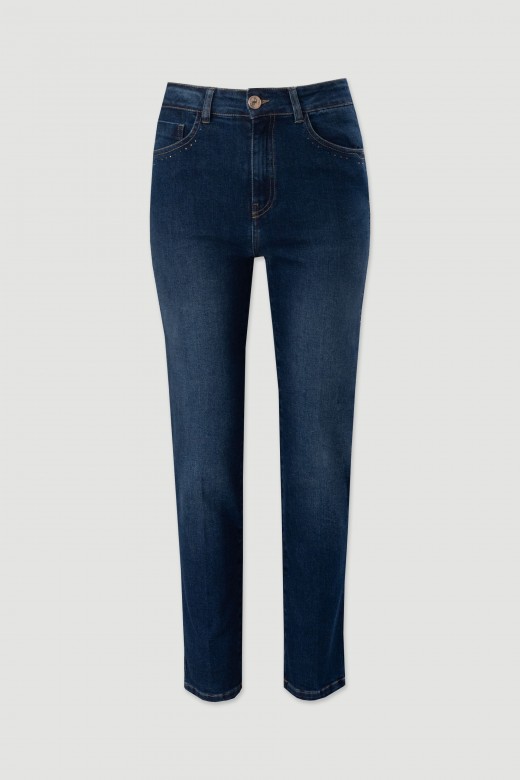Jeans de corte reto em algodo