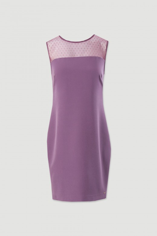 Classic fitted dress with tulle detail