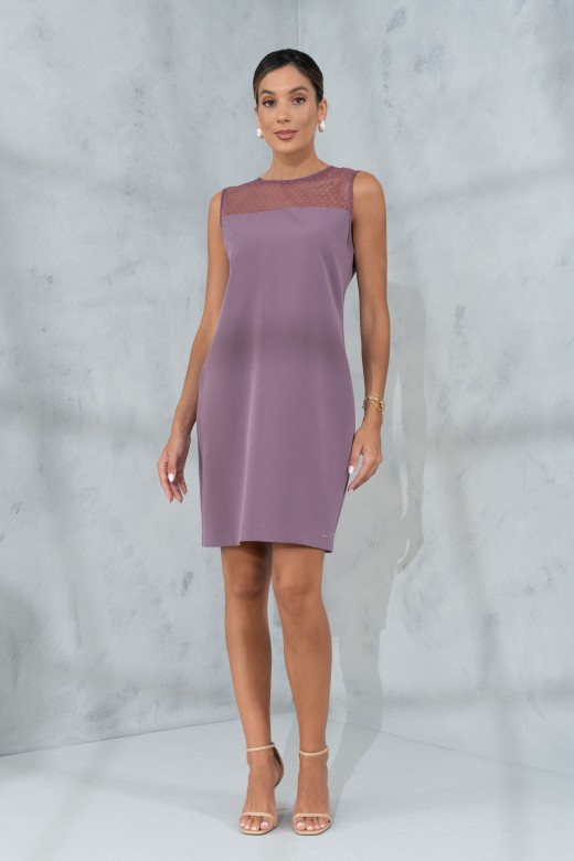 Classic fitted dress with tulle detail