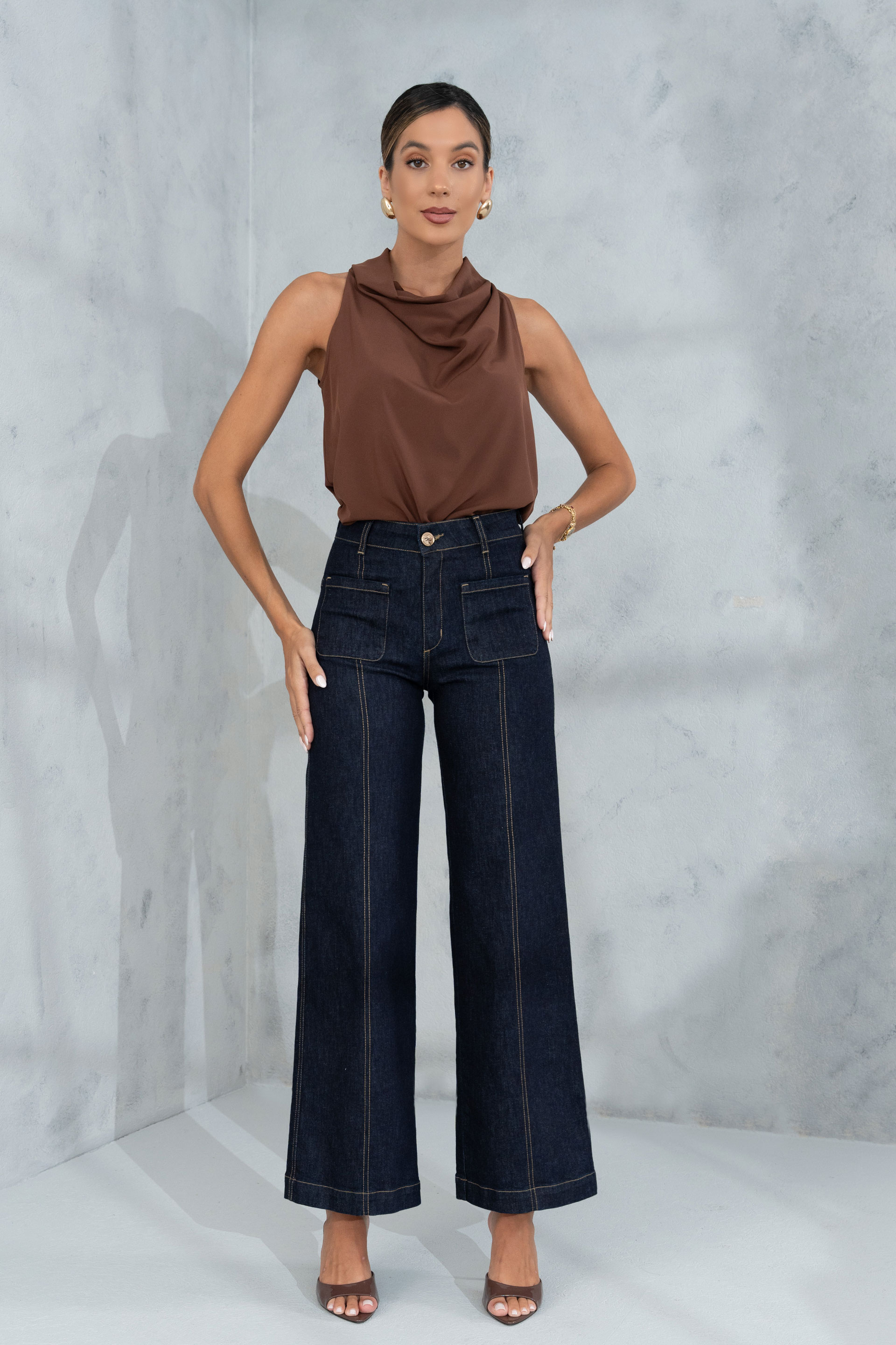 Top gola subida drapeada