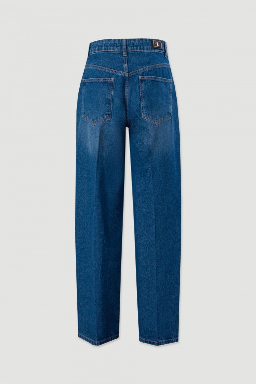 Jeans balloon de cintura mdia 100% algodo