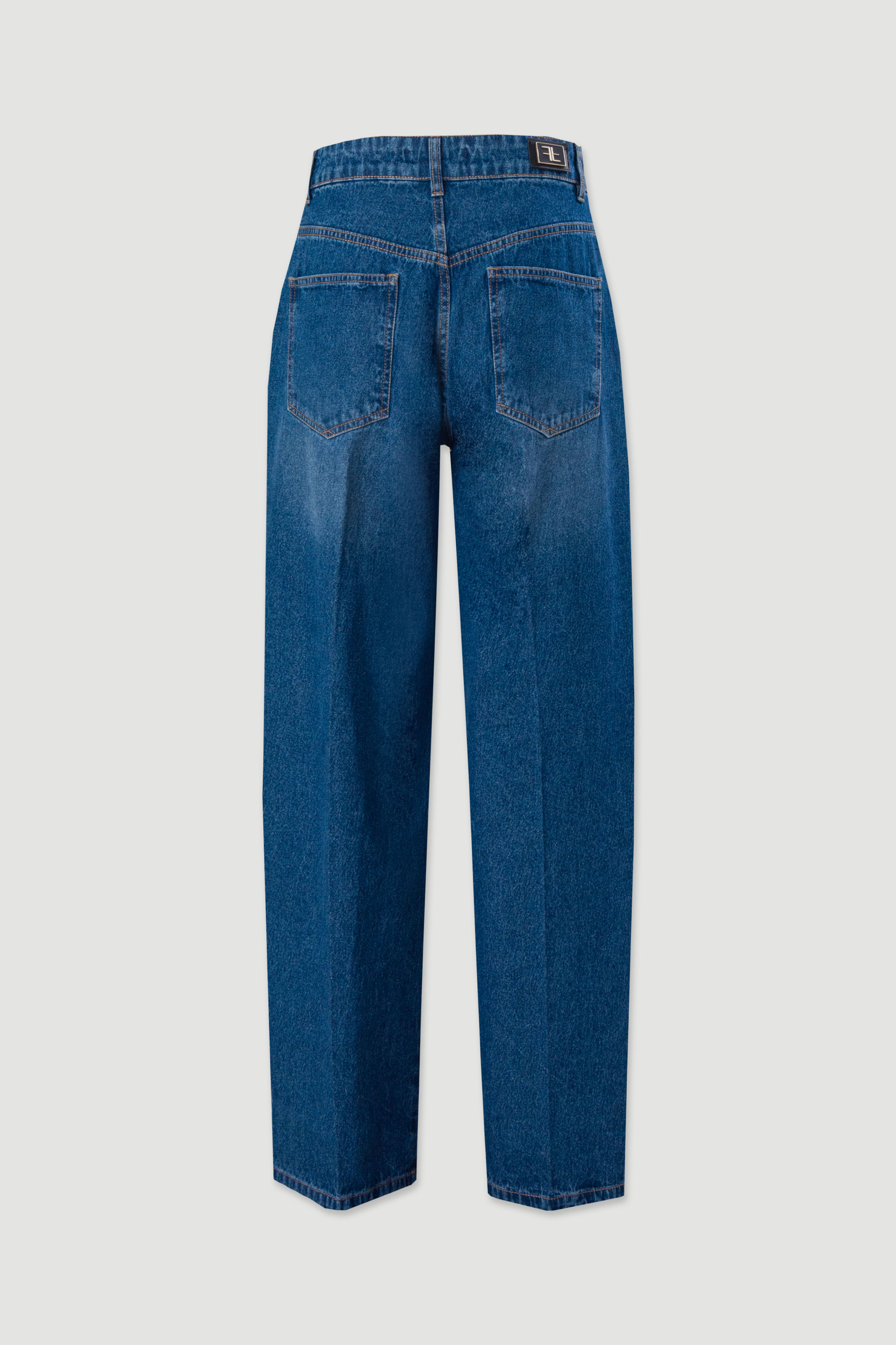 Jeans balloon de cintura média 100% algodão