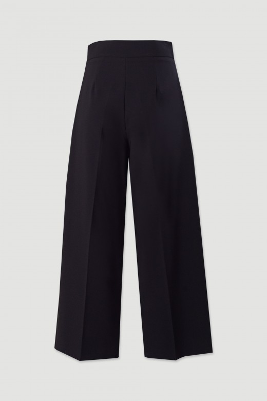 Cropped high-waisted wide leg trousers