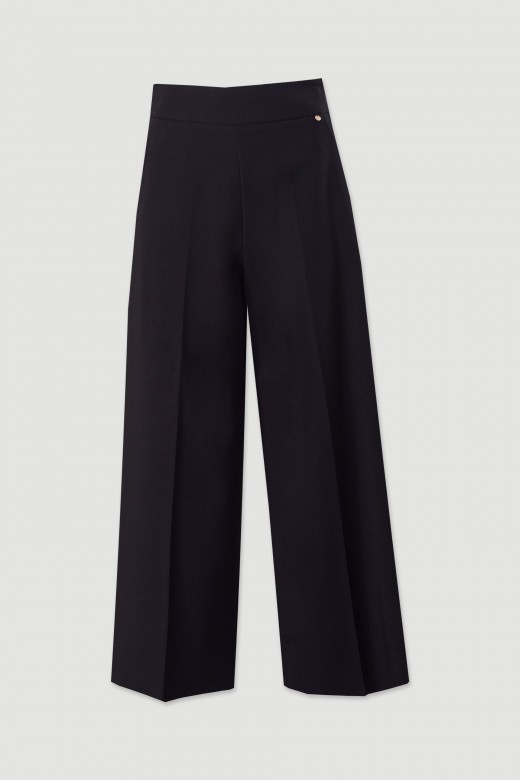 Cropped high-waisted wide leg trousers