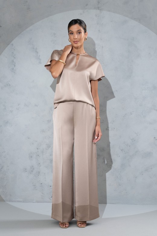 Satin wide-leg trousers