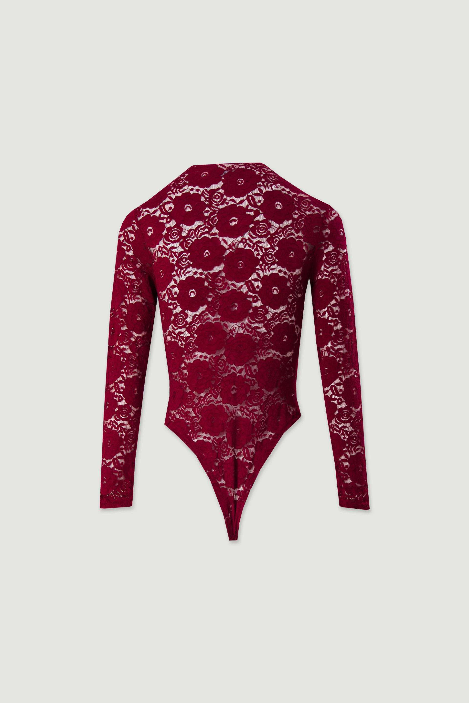 Body justo em renda com manga comprida