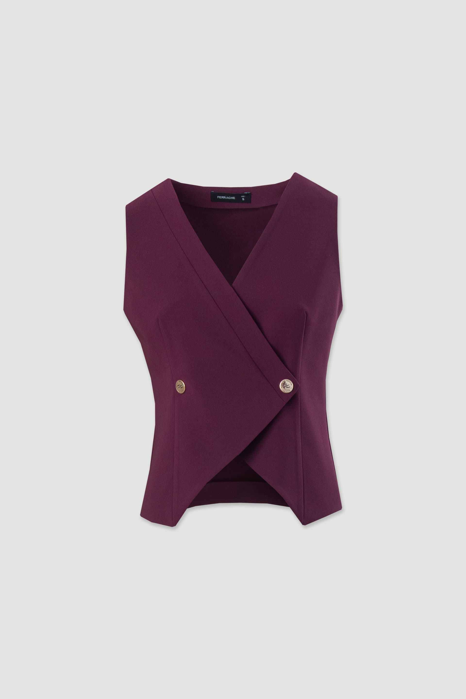 Chaleco corto entallado con cierre cruzado
