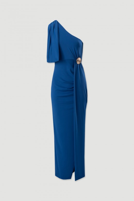 Long asymmetric dress with gold detail