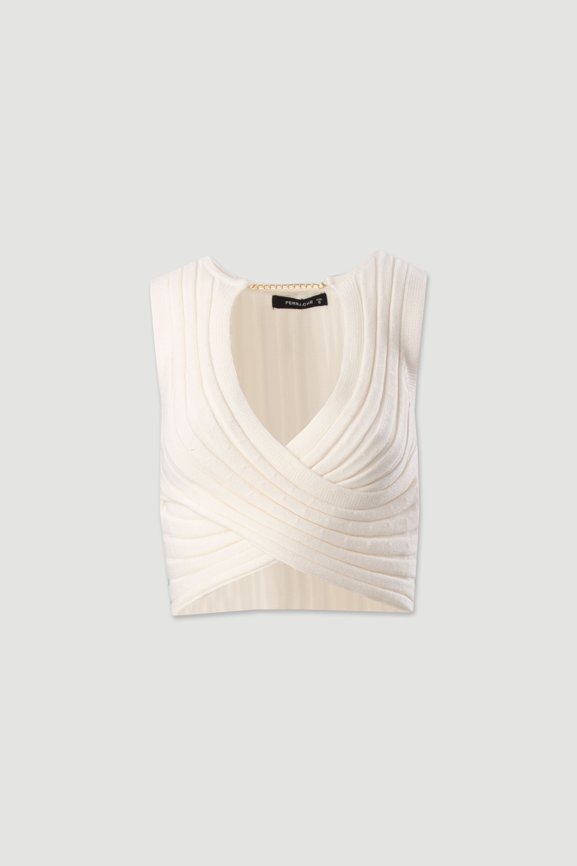 Top de malha cruzado com decote em v