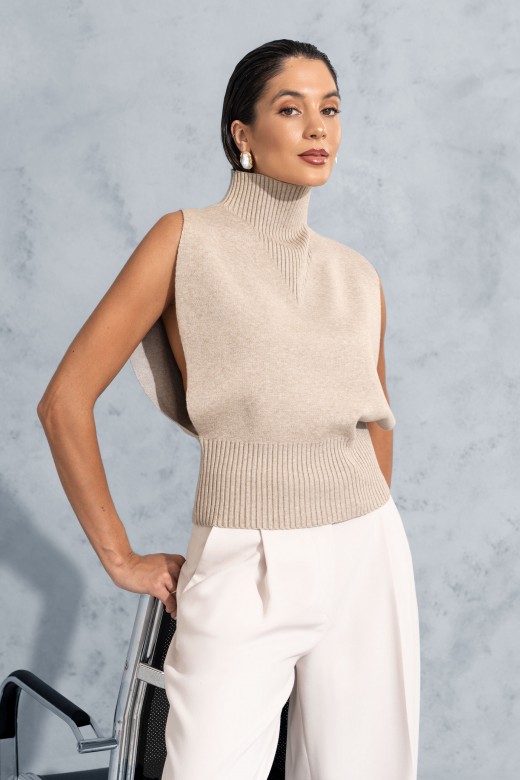 Gilet en maille  col montant