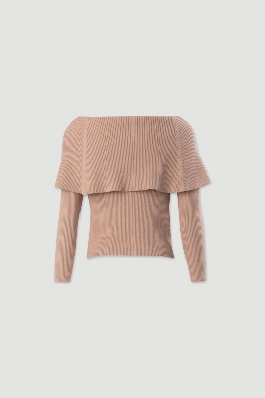 Camisola de malha com gola bardot
