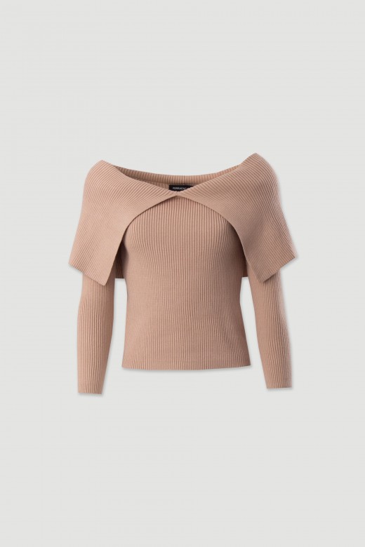 Camisola de malha com gola bardot