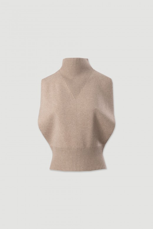 Gilet en maille  col montant