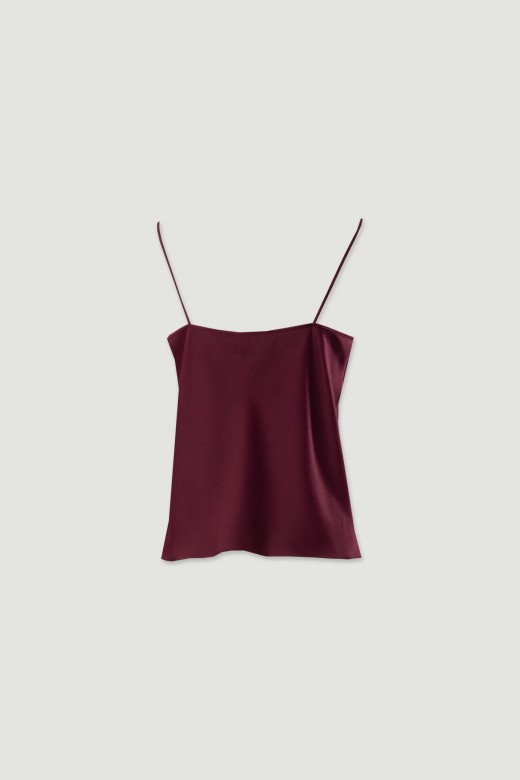 Top acetinado com alas de detalhe metlico