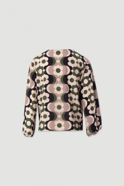 Tnica estampada com decote em v