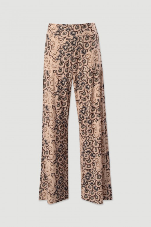 Cala de malha wide leg estampada