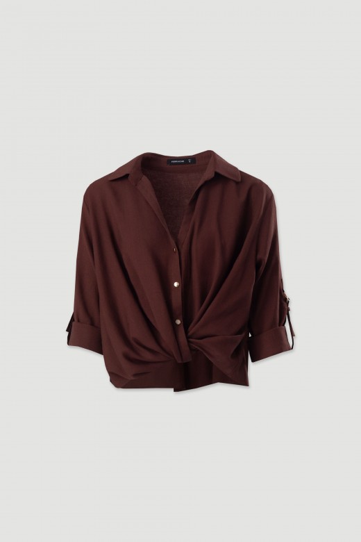 Blouse with front knot and 3/4 sleeves