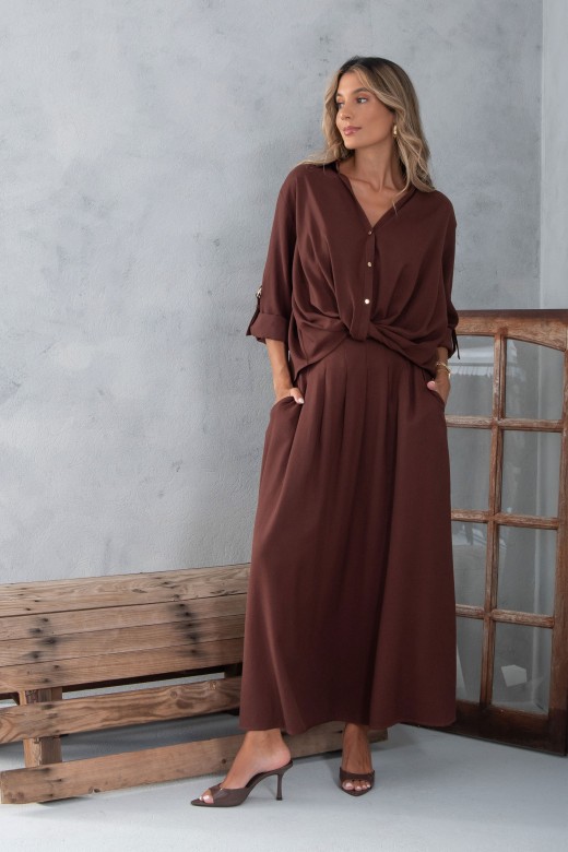 Blouse with front knot and 3/4 sleeves