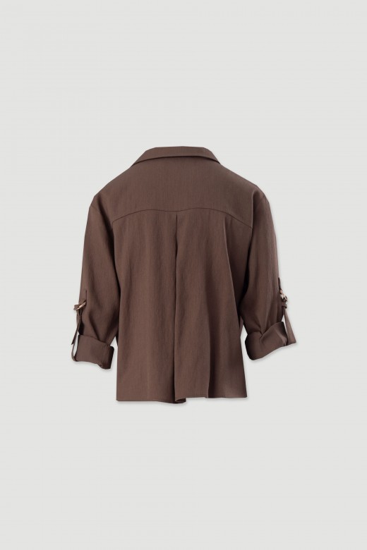 Blouse with front knot and 3/4 sleeves