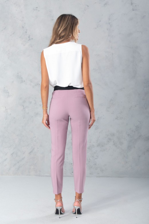 Pantalon classique taille haute avec ceinture lastique