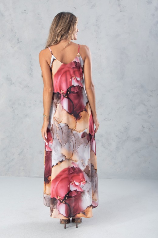 Vestido midi fluido estampado de ala