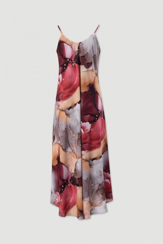 Vestido midi fluido estampado de ala