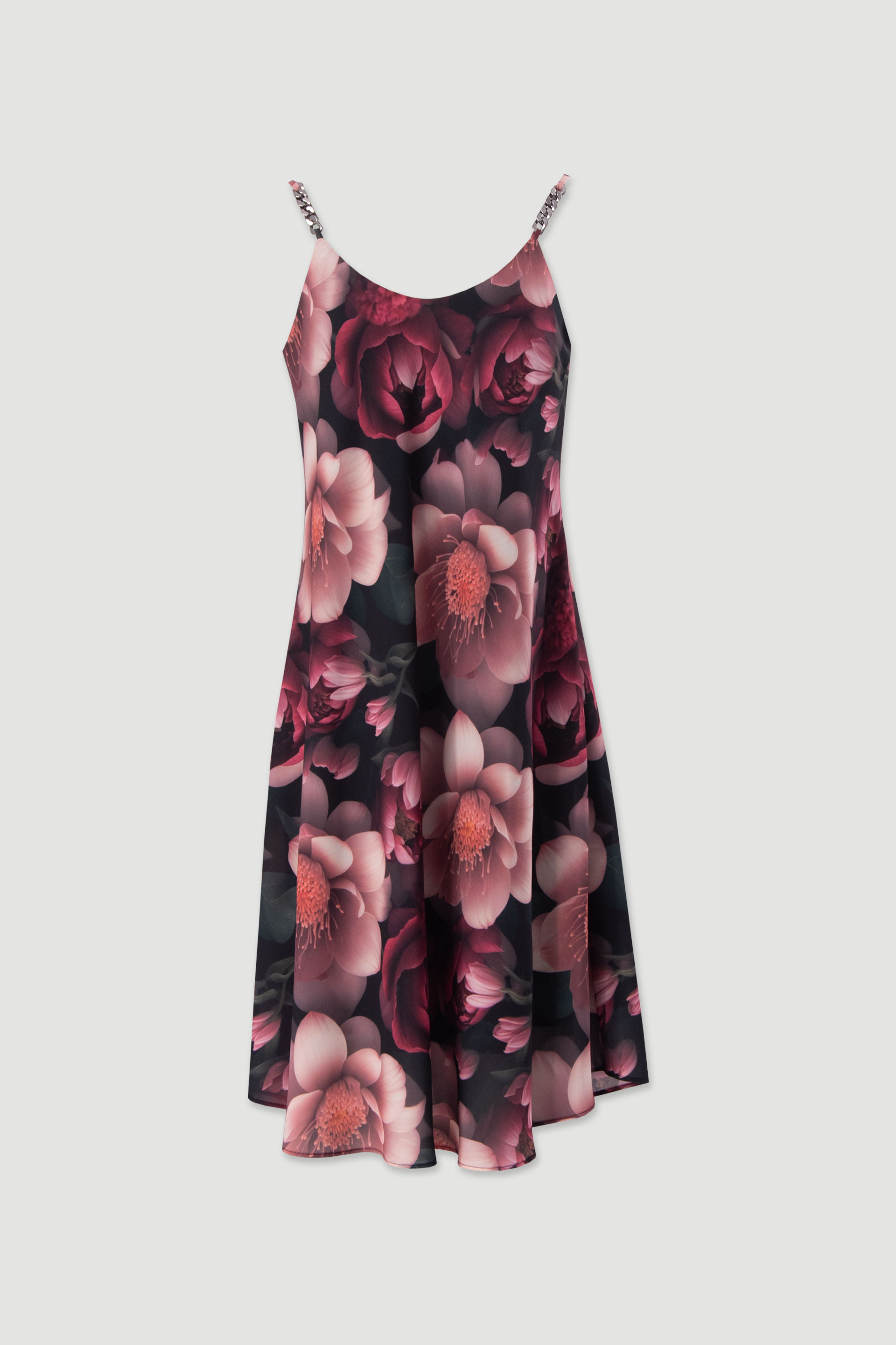 Vestido curto fluido com estampado floral de alça