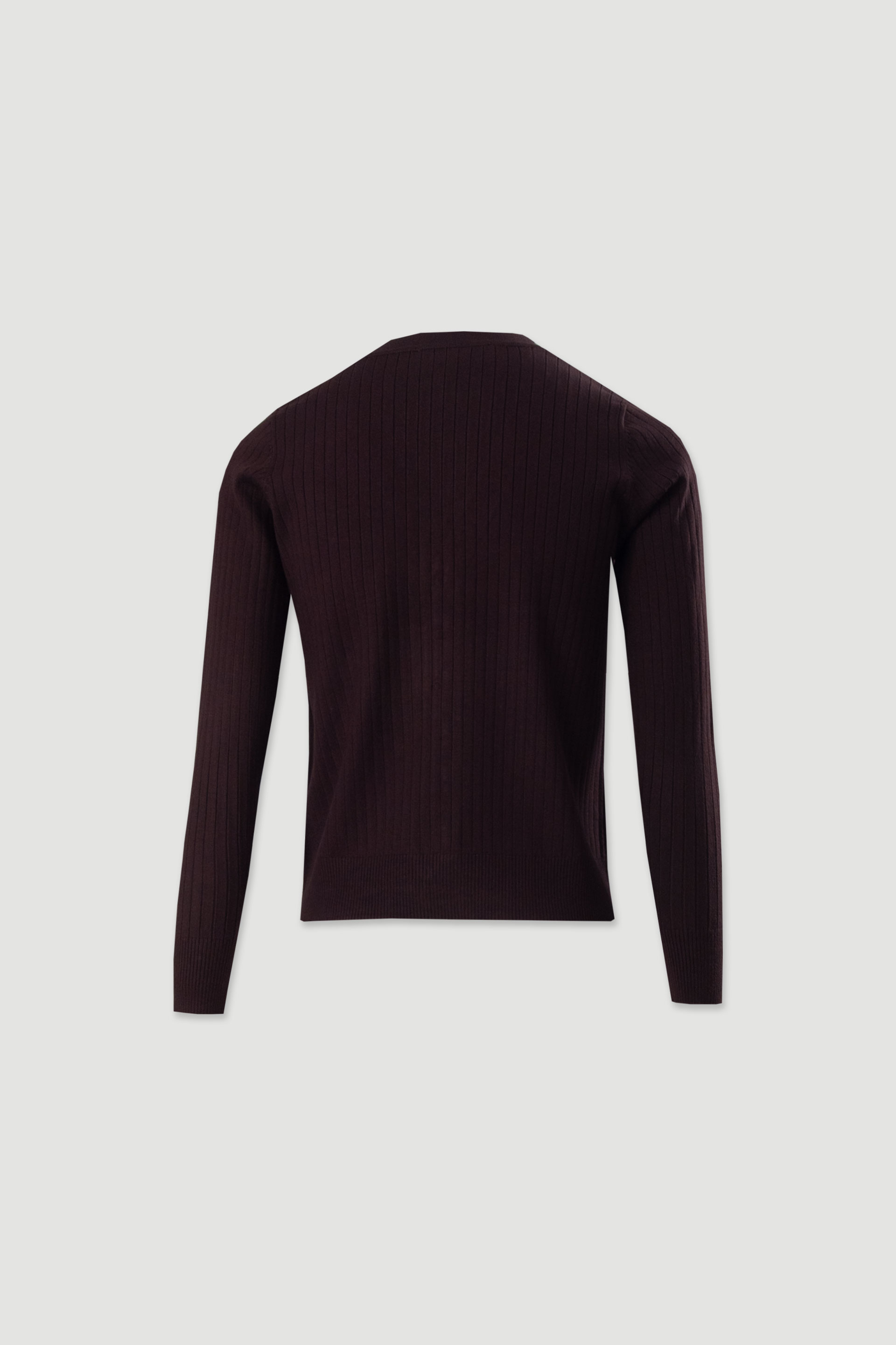 Casaco de malha canelada com decote em v