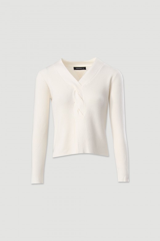 Knit sweater with braided detail